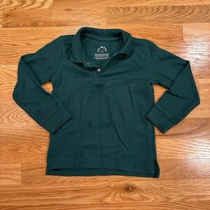 Primary long sleeve green pique polo shirt size 4
